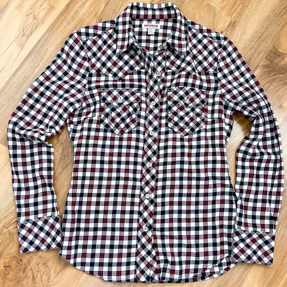 True Religion Red Gingham Plaid Checker Button Down Shirt Long Sleeves Western S - Picture 4 of 9